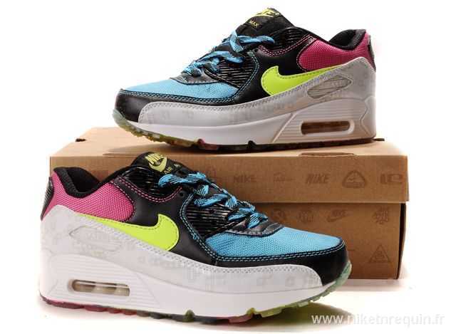 chaussures nike noir et bleu Air Max 90 (2)
